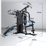 NNEMB Blue Multi Station Home Gym Set with 148lbs Plates & Punching Bag-M9500