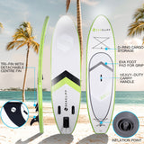 NNEMB 10ft Inflatable SUP Stand Up Paddleboard-White and Lime Green