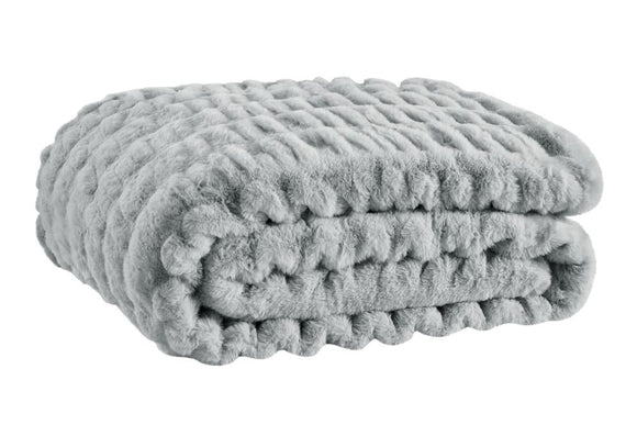 NNEKGE Rouched Faux Fur Blanket (Silver 180cm x 200cm)