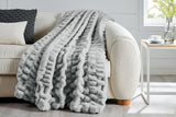 NNEKGE Rouched Faux Fur Blanket (Silver 180cm x 200cm)