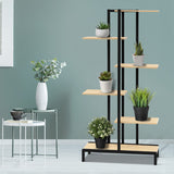 NNEDSZ 6-tier Indoor Outdoor Metal Wood Plant Stand Garden Shelf Garden Display