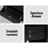 NNEDSZ Bedside Tables Side Table RGB LED Drawers Nightstand High Gloss Black