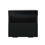 NNEDSZ Bedside Tables Drawers Side Table RGB LED High Gloss Nightstand Black