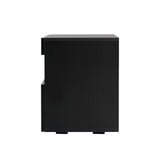 NNEDSZ Bedside Tables Drawers Side Table RGB LED High Gloss Nightstand Black