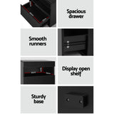 NNEDSZ Bedside Tables Drawers Side Table RGB LED High Gloss Nightstand Black