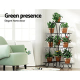 NNEDSZ Plant Stand Outdoor Indoor Metal Flower Pots Rack Corner Shelf Black