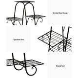 NNEDSZ Plant Stand Outdoor Indoor Metal Flower Pots Rack Corner Shelf Black