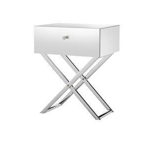 NNEDSZ Mirrored Bedside Table Side End Table Drawers Nightstand Bedroom Silver