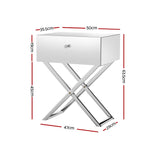 NNEDSZ Mirrored Bedside Table Side End Table Drawers Nightstand Bedroom Silver