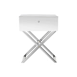 NNEDSZ Mirrored Bedside Table Side End Table Drawers Nightstand Bedroom Silver
