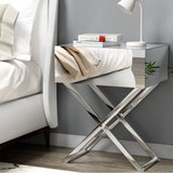 NNEDSZ Mirrored Bedside Table Side End Table Drawers Nightstand Bedroom Silver
