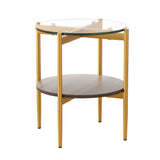 NNEDSZ Coffee Table Side Table Laptop Desk Bedside Sofa Glass Table Metal Frame