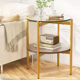 NNEDSZ Coffee Table Side Table Laptop Desk Bedside Sofa Glass Table Metal Frame
