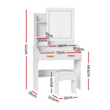 NNEDSZ Dressing Table LED Makeup Mirror Stool Set Vanity Desk White