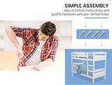 NNEMB Single Bunk Bed Frame Wooden Kids Timber Loft Bedroom Furniture