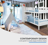 NNEMB Single Bunk Bed Frame Wooden Kids Timber Loft Bedroom Furniture