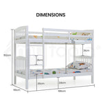 NNEMB Single Modular Wood Kids Bunk Bed Frame-White