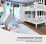 NNEMB Single Modular Wood Kids Bunk Bed Frame-White