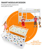 NNEMB Single Modular Wood Kids Bunk Bed Frame-White