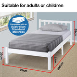 NNEMB Single Wooden Pine Bed Frame Timber Kids Adults Contemporary Bedroom Furniture