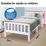 NNEMB Single Wooden Bed Frame Base White Timber Kids Adults Modern Bedroom Furniture