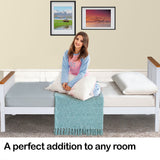 NNEMB Single Wooden Bed Frame Base White Timber Kids Adults Modern Bedroom Furniture