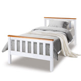 NNEMB Single Wooden Bed Frame Base White Timber Kids Adults Modern Bedroom Furniture