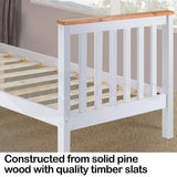 NNEMB Single Wooden Bed Frame Base White Timber Kids Adults Modern Bedroom Furniture