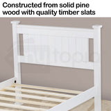 NNEMB Single Wooden Bed Frame Base White Pine Adult Bedroom Furniture Timber Slat