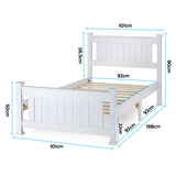 NNEMB Single Wooden Bed Frame Base White Pine Adult Bedroom Furniture Timber Slat