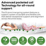NNEMB Mattress SINGLE Size Bed Euro Top Pocket Spring Bedding Firm Foam 34CM