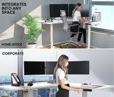 NNEMB Sit To Stand Up Corner Standing Desk-72-120cm-Dual Motor-Electric Height Adjustable-80kg Load-White/White Frame