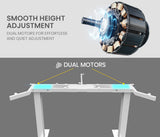 NNEMB Sit To Stand Up Corner Standing Desk-72-120cm-Dual Motor-Electric Height Adjustable-80kg Load-White/White Frame