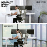 NNEMB L Shaped Sit To Stand Up Corner Standing Desk-72-120cm-Dual Motor-Adjustable Height Electric-80kg Load-Left-Hand Sided-White