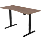 NNEMB Sit To Stand Up Standing Desk-150x70cm-62-128cm Electric Height Adjustable-Dual Motor-120kg Load-Arched-Walnut Style/Black Frame