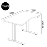NNEMB Sit To Stand Up Standing Desk-160x75cm-62-128cm Electric Height Adjustable-Dual Motor-120kg Load-Arched-White/Black Frame