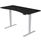 NNEMB Sit To Stand Up Standing Desk-150x70cm-62-128cm Electric Height Adjustable-Dual Motor-120kg Load-Arched-Black/Silver Frame
