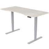 NNEMB Sit To Stand Up Standing Desk-150x70cm-62-128cm Electric Height Adjustable-Dual Motor-120kg Load-Arched-White Oak Style/Silver Frame