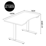 NNEMB Sit To Stand Up Standing Desk-160x75cm-62-128cm Electric Height Adjustable-Dual Motor-120kg Load-Arched-Walnut Style/Silver Frame