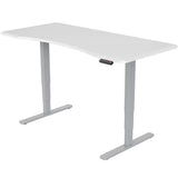 NNEMB Sit To Stand Up Standing Desk-160x75cm-62-128cm Electric Height Adjustable-Dual Motor-120kg Load-Arched-White/Silver Frame
