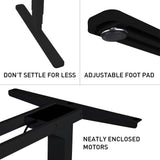 NNEMB Sit To Stand Up Standing Desk-150x70cm-62-128cm Electric Height Adjustable-Dual Motor-120kg Load-Arched-Black/White Frame