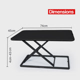 NNEMB Desk Riser 74cm Wide Adjustable Sit to Stand for Dual Monitor-Keyboard-Laptop-Black