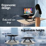NNEMB Desk Riser 74cm Wide Adjustable Sit to Stand for Dual Monitor-Keyboard-Laptop-Black