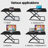 NNEMB Desk Riser 74cm Wide Adjustable Sit to Stand for Dual Monitor-Keyboard-Laptop-Black