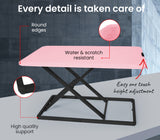 NNEMB Desk Riser 74cm Wide Adjustable Sit to Stand for Dual Monitor-Keyboard-Laptop-Pink