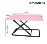 NNEMB Desk Riser 74cm Wide Adjustable Sit to Stand for Dual Monitor-Keyboard-Laptop-Pink