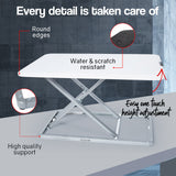 NNEMB Desk Riser 74cm Wide Adjustable Sit to Stand for Dual Monitor-Keyboard-Laptop-White
