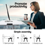 NNEMB Desk Riser 74cm Wide Adjustable Sit to Stand for Dual Monitor-Keyboard-Laptop-White