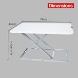 NNEMB Desk Riser 74cm Wide Adjustable Sit to Stand for Dual Monitor-Keyboard-Laptop-White