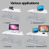 NNEMB Desk Riser 74cm Wide Adjustable Sit to Stand for Dual Monitor-Keyboard-Laptop-White